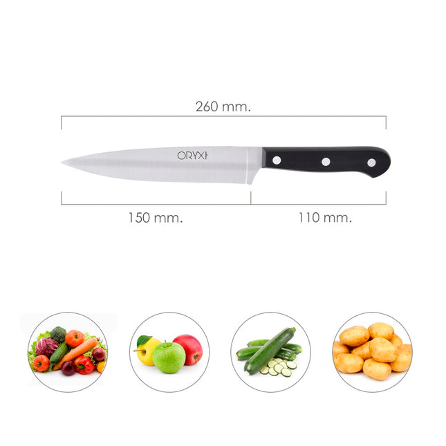 Cuchillo grenoble verduras hoja acero inoxidable 15 cm. negro