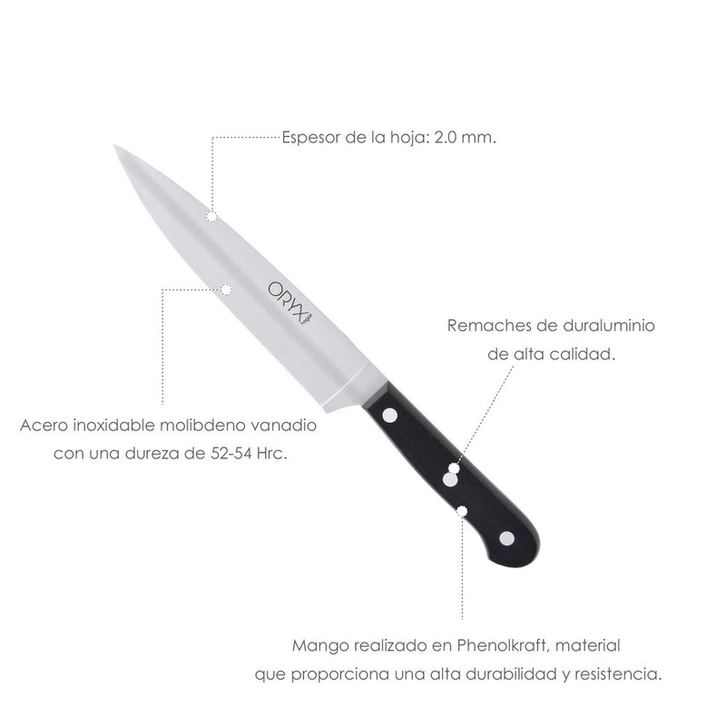 Cuchillo grenoble verduras hoja acero inoxidable 15 cm. negro