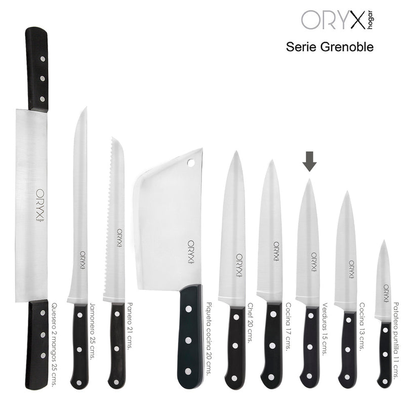 Cuchillo grenoble verduras hoja acero inoxidable 15 cm. negro