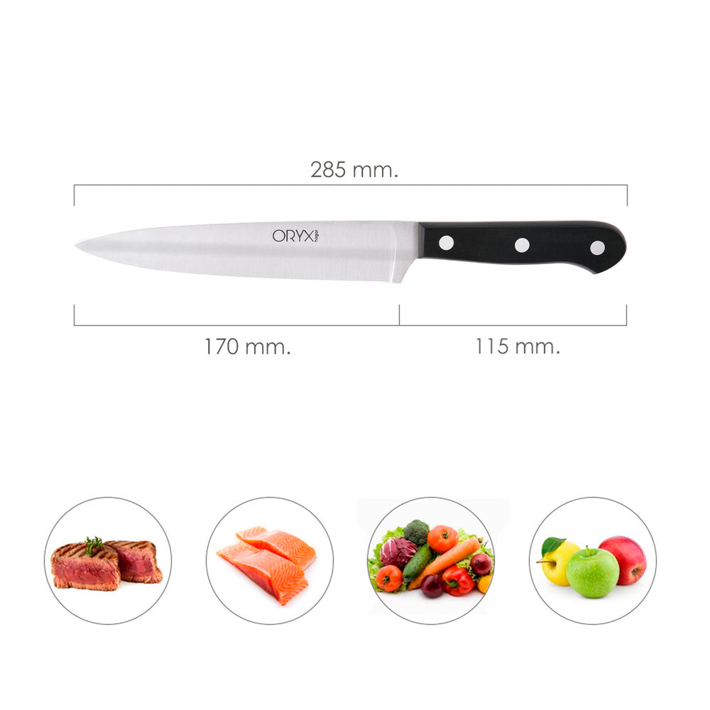 Cuchillo grenoble cocina hoja acero inoxidable 17 cm negro
