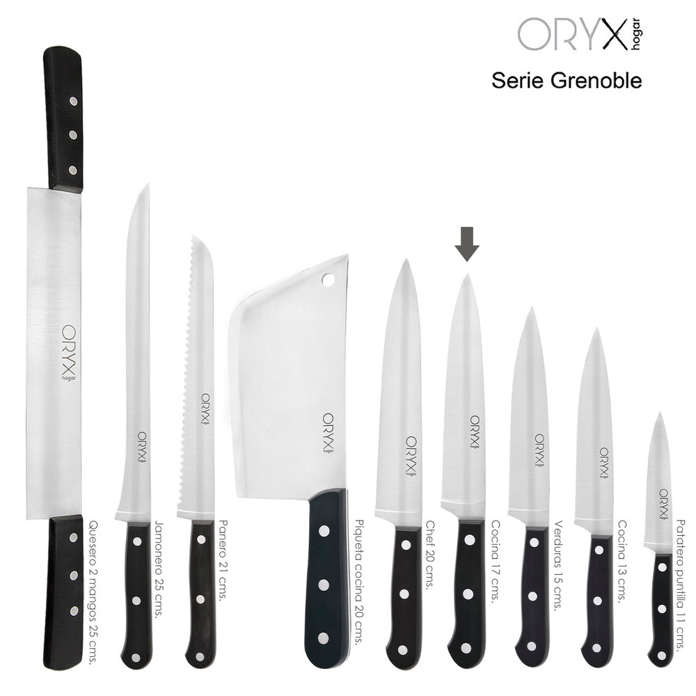 Cuchillo grenoble cocina hoja acero inoxidable 17 cm negro