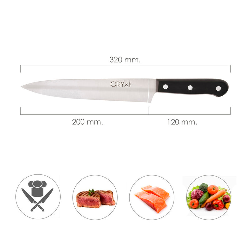 Cuchillo grenoble cocinero / chef hoja acero inoxidable 20 cm. negro