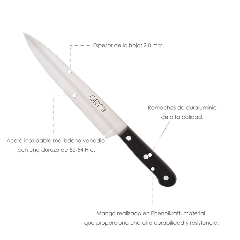 Cuchillo grenoble cocinero / chef hoja acero inoxidable 20 cm. negro