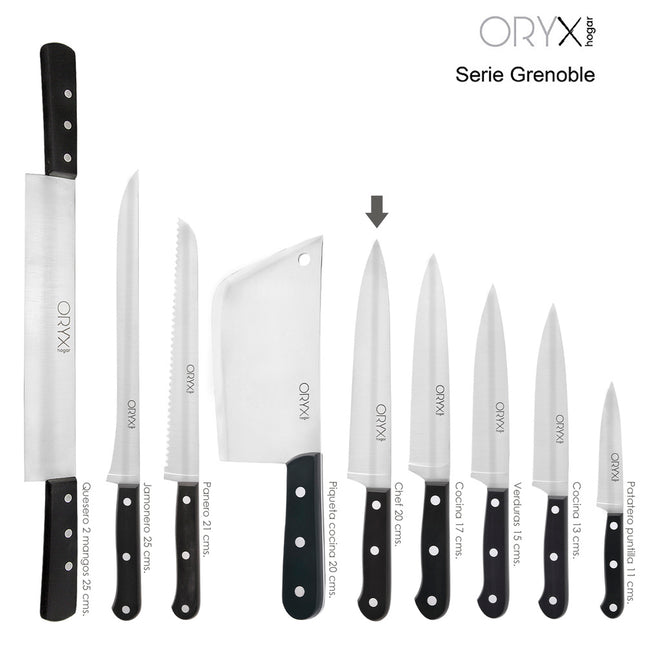 Cuchillo grenoble cocinero / chef hoja acero inoxidable 20 cm. negro
