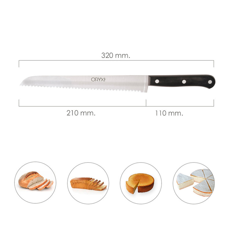 Cuchillo grenoble panero hoja acero inoxidable 20 cm. negro