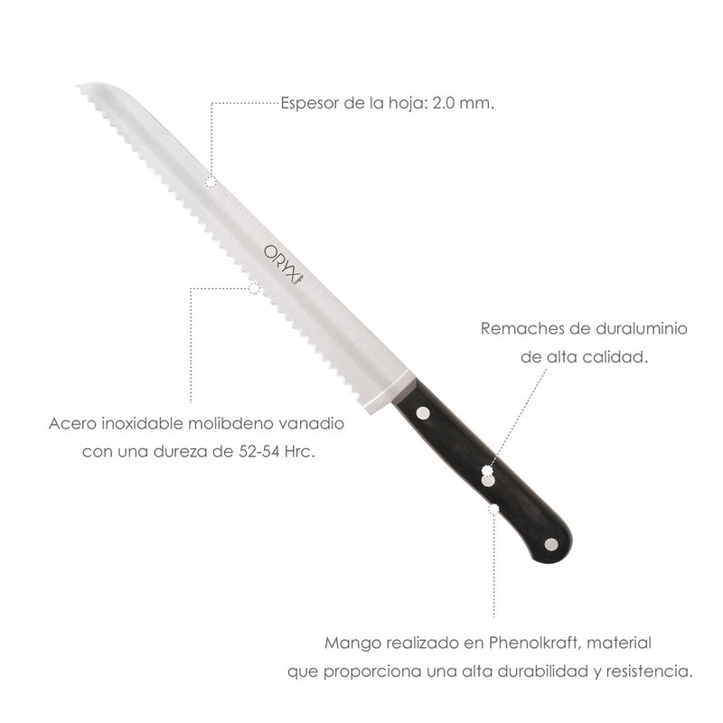 Cuchillo grenoble panero hoja acero inoxidable 20 cm. negro
