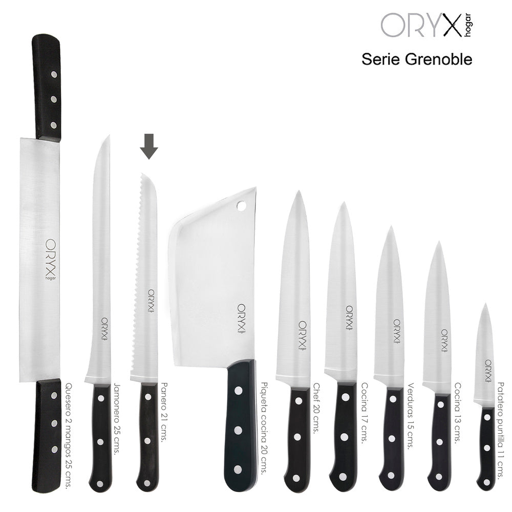Cuchillo grenoble panero hoja acero inoxidable 20 cm negro