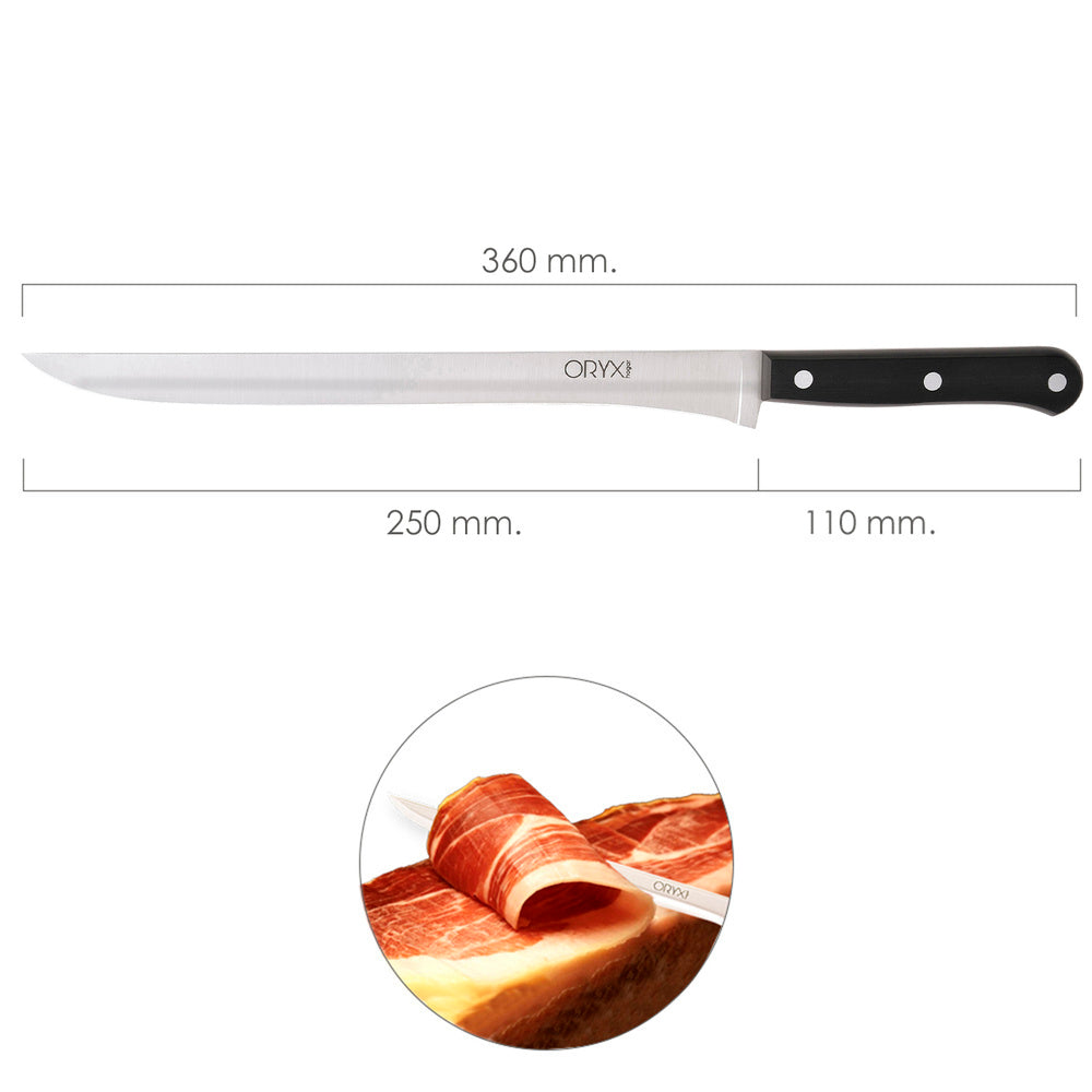Cuchillo grenoble jamonero hoja acero inoxidable 25 cm negro