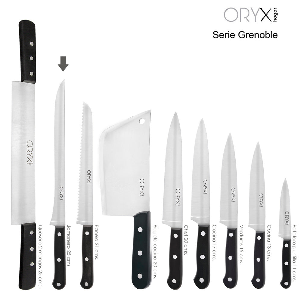 Cuchillo grenoble jamonero hoja acero inoxidable 25 cm negro