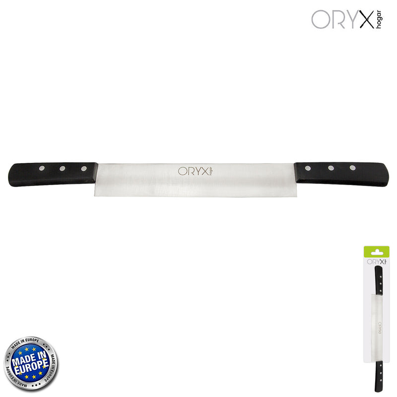 Cuchillo grenoble quesero 2 mangos hoja acero inoxidable 25 cm. negro