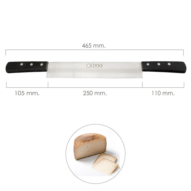 Cuchillo grenoble quesero 2 mangos hoja acero inoxidable 25 cm. negro