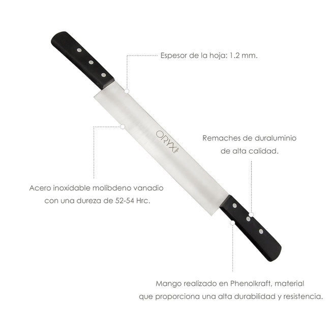 Cuchillo grenoble quesero 2 mangos hoja acero inoxidable 25 cm. negro