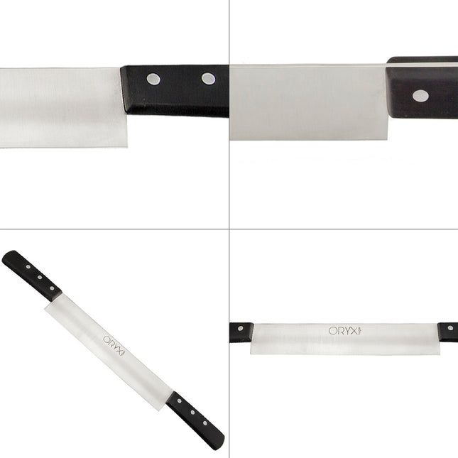 Cuchillo grenoble quesero 2 mangos hoja acero inoxidable 25 cm. negro