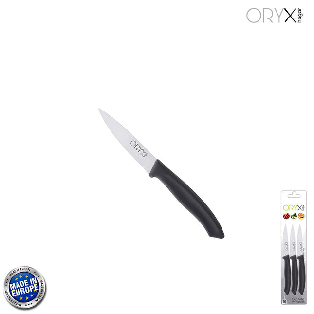 Cuchillo nuuk mondador hoja acero inoxidable 9 cm. negro (blister 3 piezas)