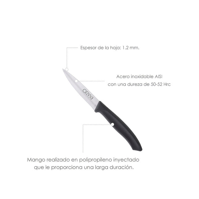 Cuchillo nuuk mondador hoja acero inoxidable 9 cm. negro (blister 3 piezas)