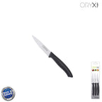 Nuuk peeling knife, 9 cm stainless steel blade, black (blister pack of 3)