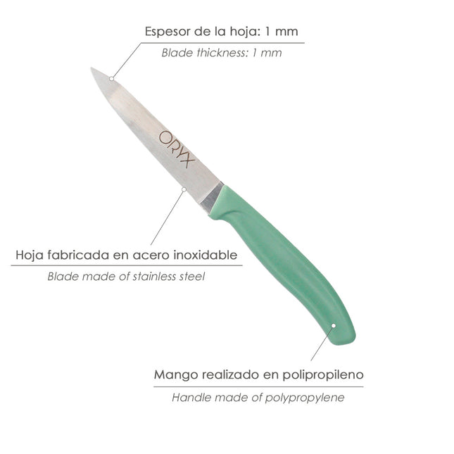 Cuchillo nuuk mondador hoja acero inoxidable 9 cm. colores surtidos (blister 3 piezas)