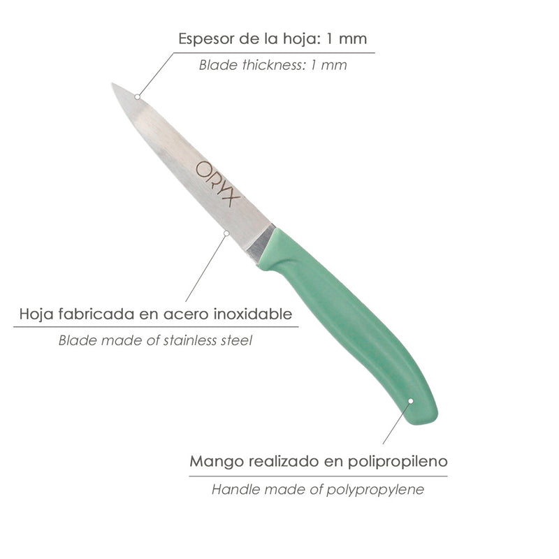 Cuchillo nuuk mondador hoja acero inoxidable 9 cm. colores surtidos (blister 3 piezas)