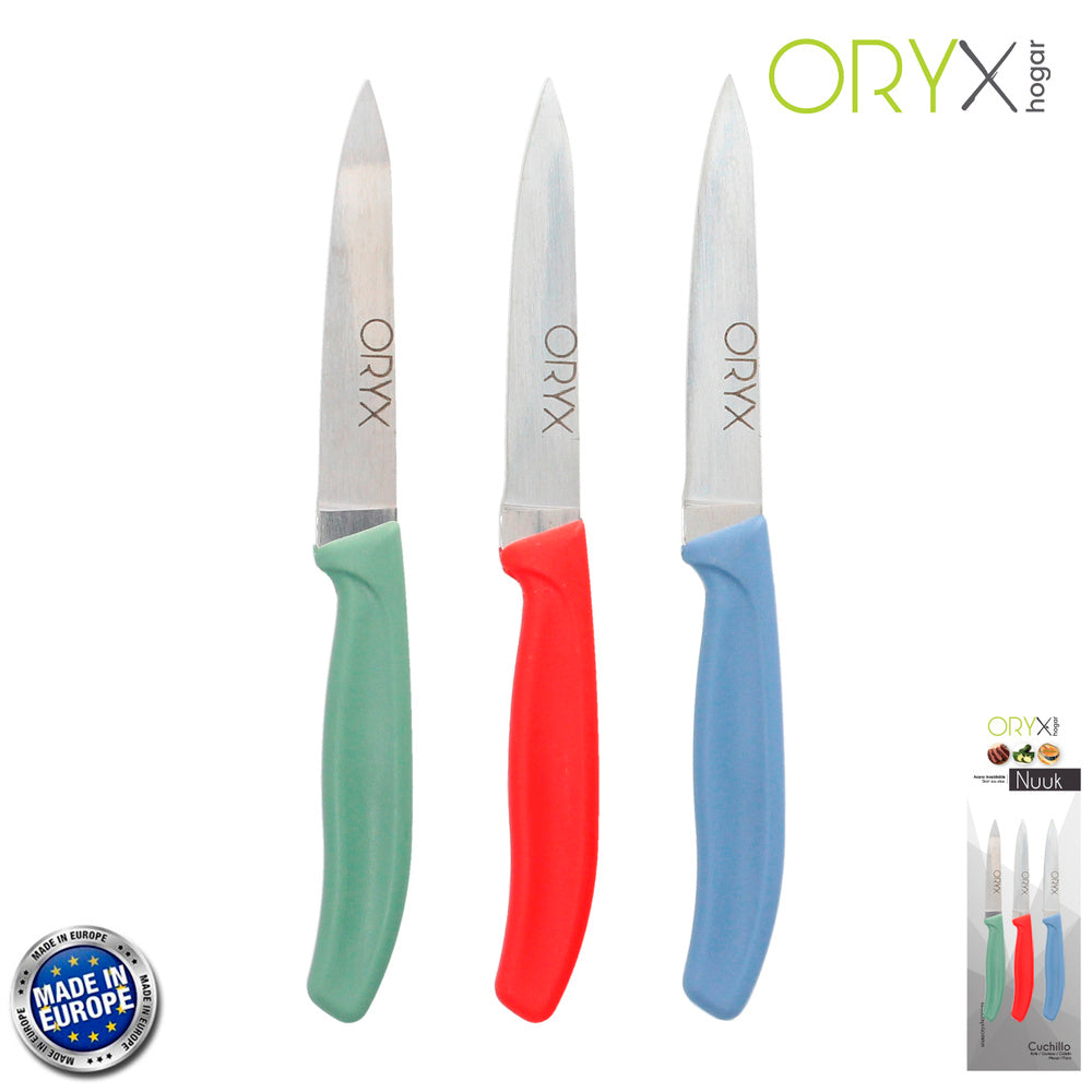 Cuchillo nuuk mondador hoja acero inoxidable 9 cm colores surtidos (blíster 3 piezas)