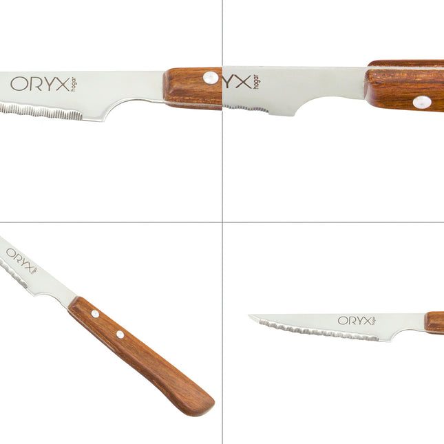 Cuchillo montana chuletero hoja acero inoxidable 9 cm. mango madera (blister 3 piezas)