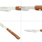Cuchillo montana chuletero hoja acero inoxidable 9 cm mango madera (blíster 3 piezas)