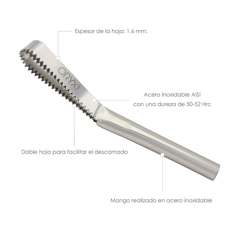 Descamador pescado profesional acero inoxidable 250 mm