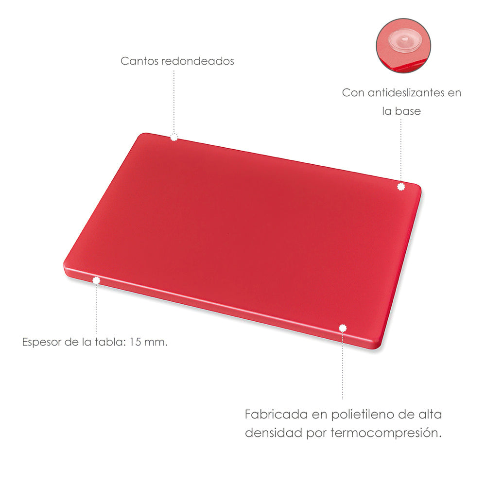 Polyethylene cutting board 30x20x1.5 cm red