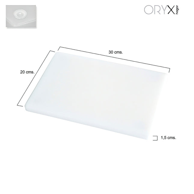 Tabla cortar polietileno 30x20x1,5 cm.  color blanco