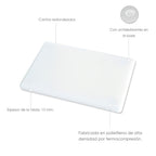 Tabla cortar polietileno 30x20x1,5 cm  color blanco