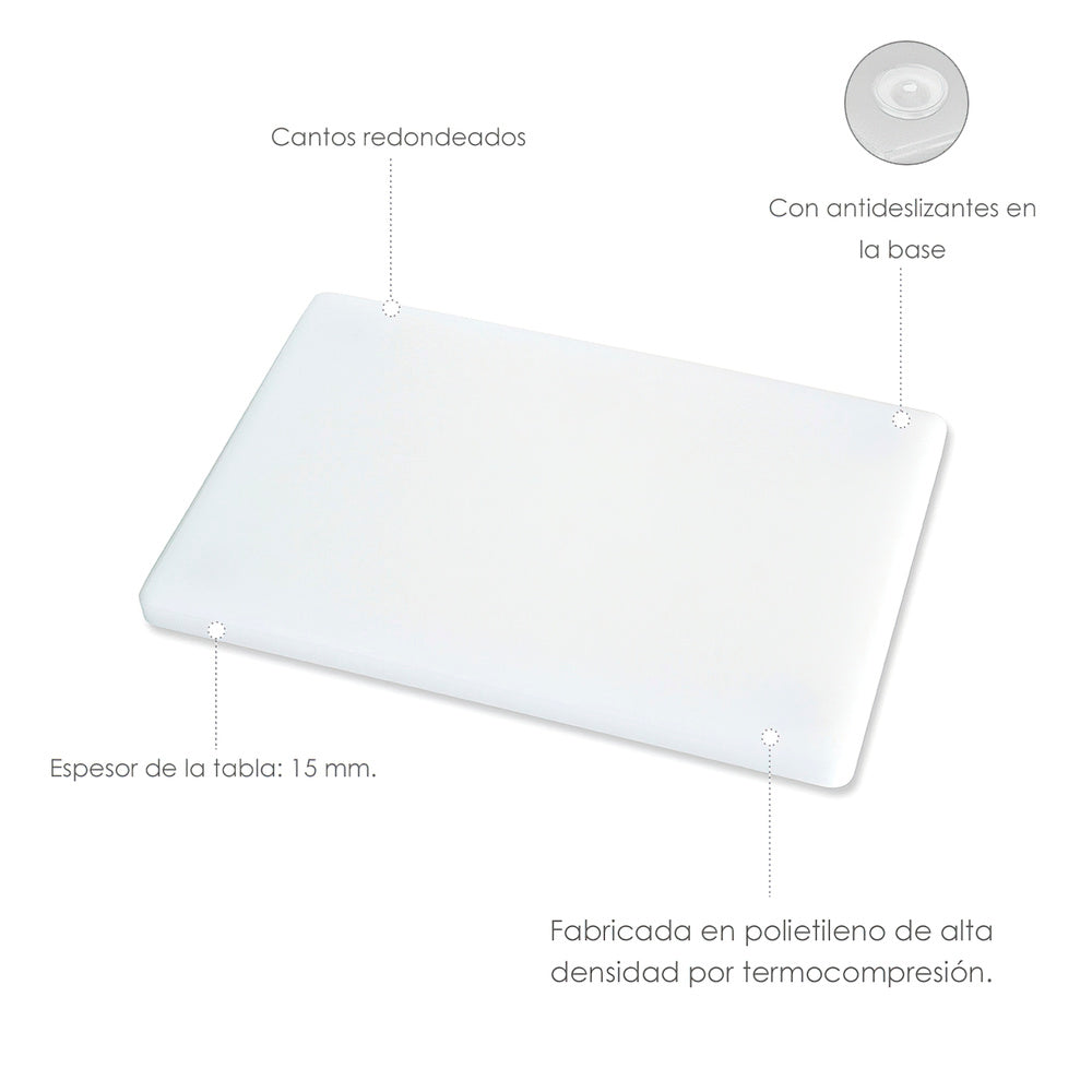 Polyethylene cutting board 30x20x1.5 cm white