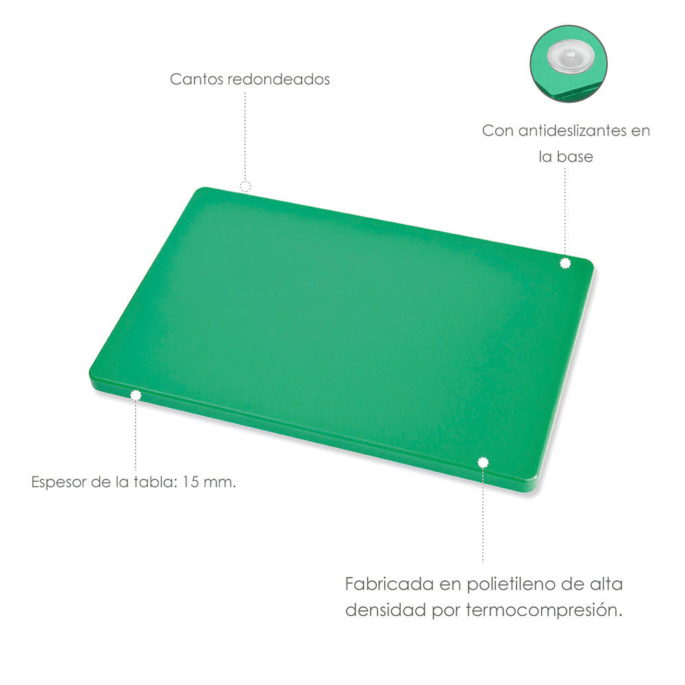 Polyethylene cutting board 30x20x1.5 cm green
