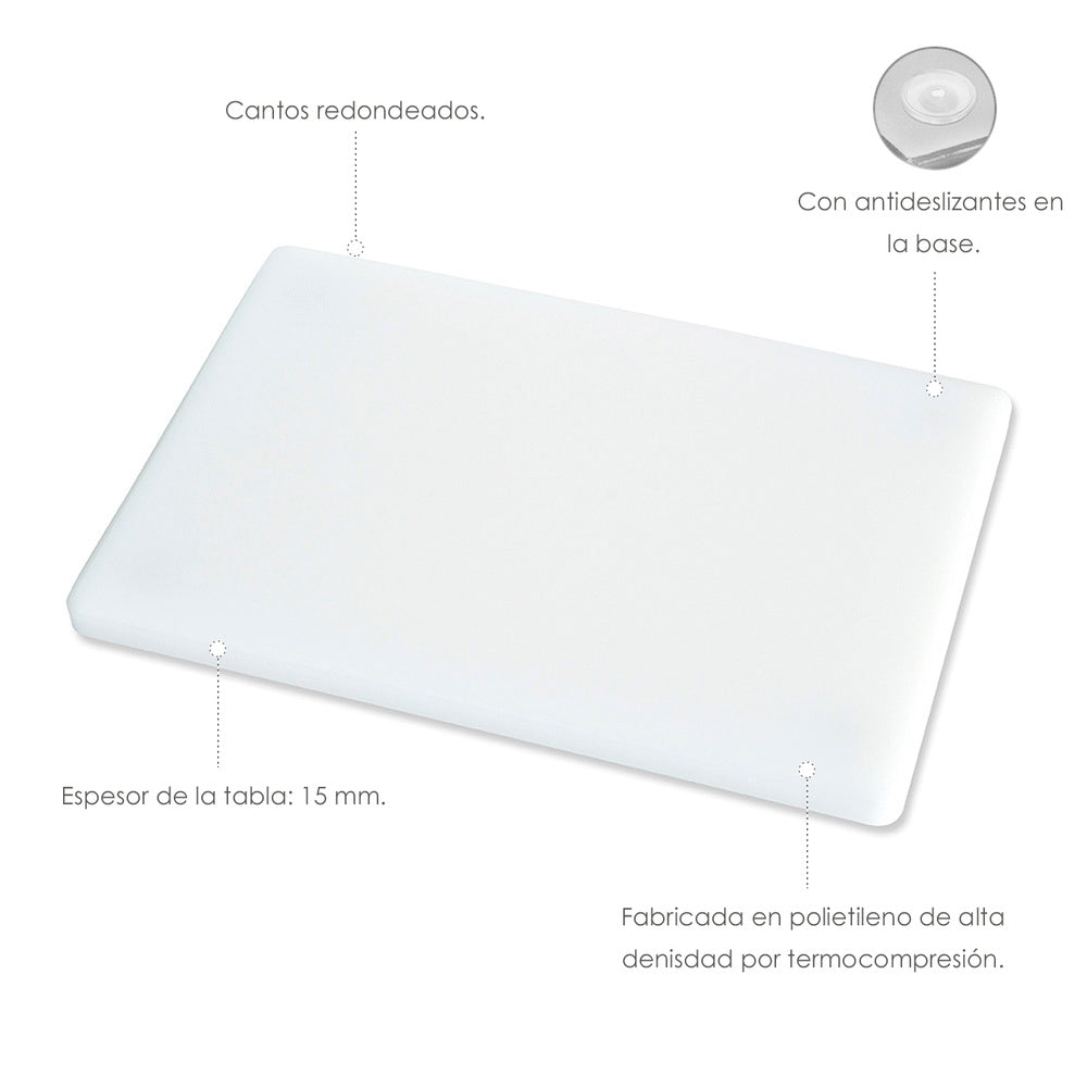Polyethylene cutting board 35x25x1.5 cm white