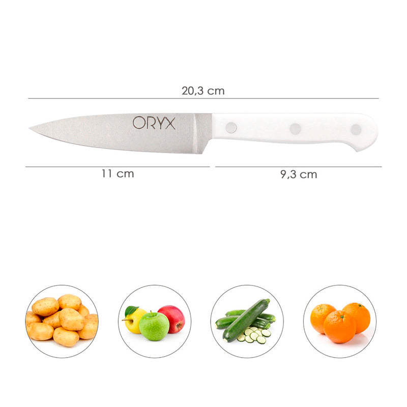 Cuchillo husky pelador 11 cm. hoja acero inoxidable, cuchillo verduras, cuchillo cortar verduras mango ergonomico blanco
