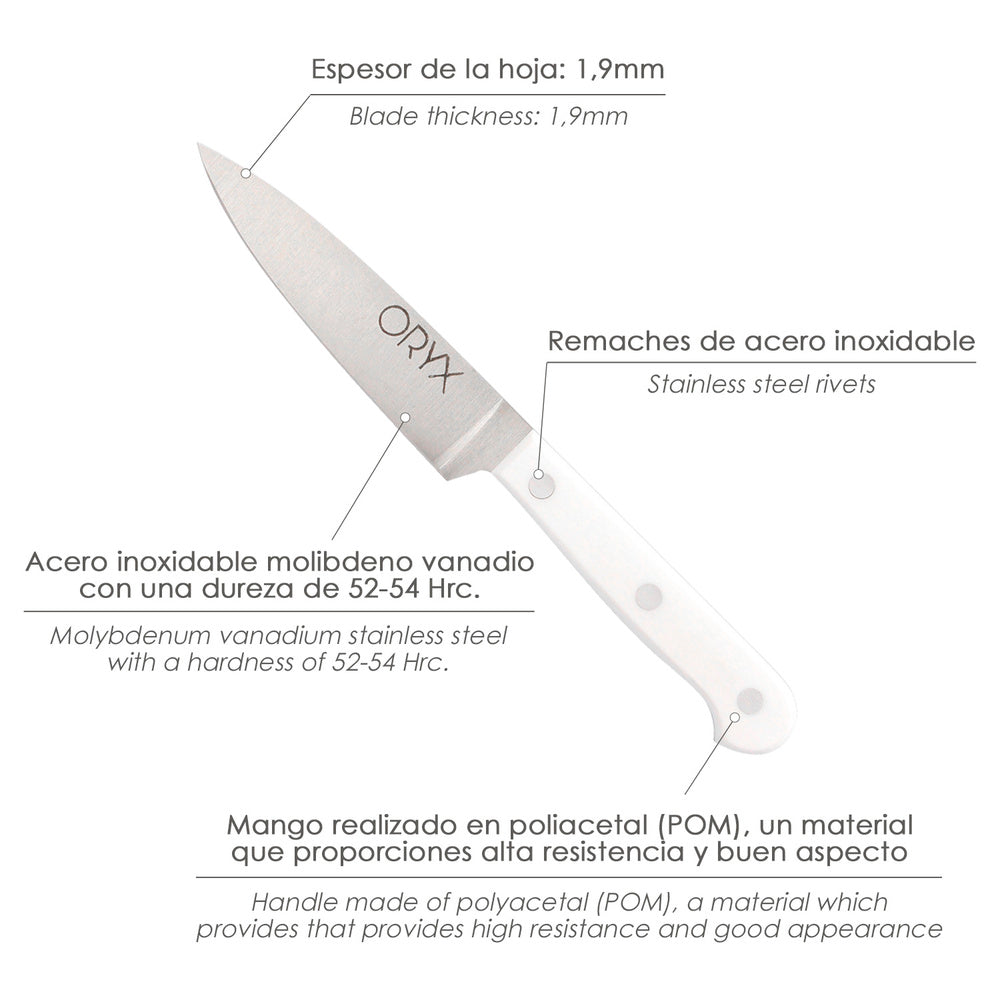 Cuchillo husky verduras 15 cm hoja acero inoxidable, cuchillo verduras, cuchillo cortar verduras mango ergonómico blanco