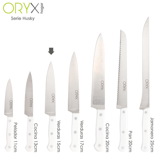 Cuchillo husky verduras 15 cm. hoja acero inoxidable, cuchillo verduras, cuchillo cortar verduras mango ergonomico blanco