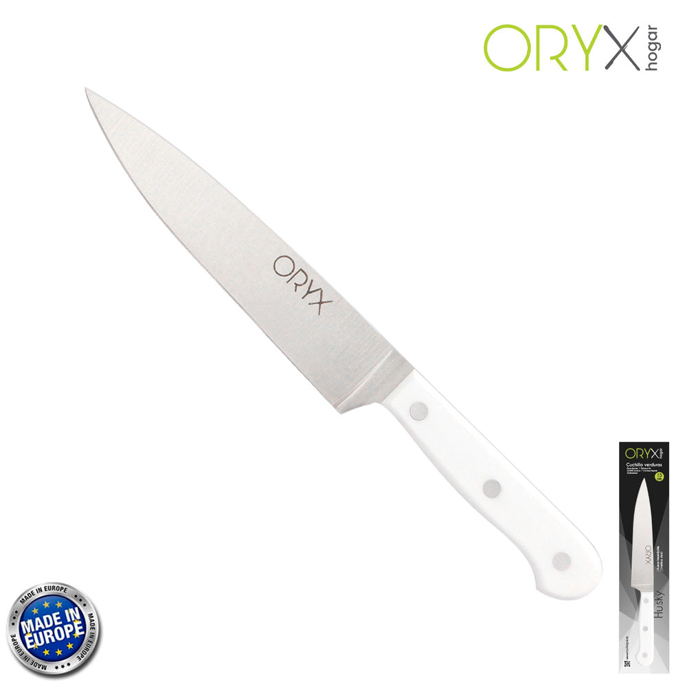 Cuchillo husky verduras 15 cm hoja acero inoxidable, cuchillo verduras, cuchillo cortar verduras mango ergonómico blanco