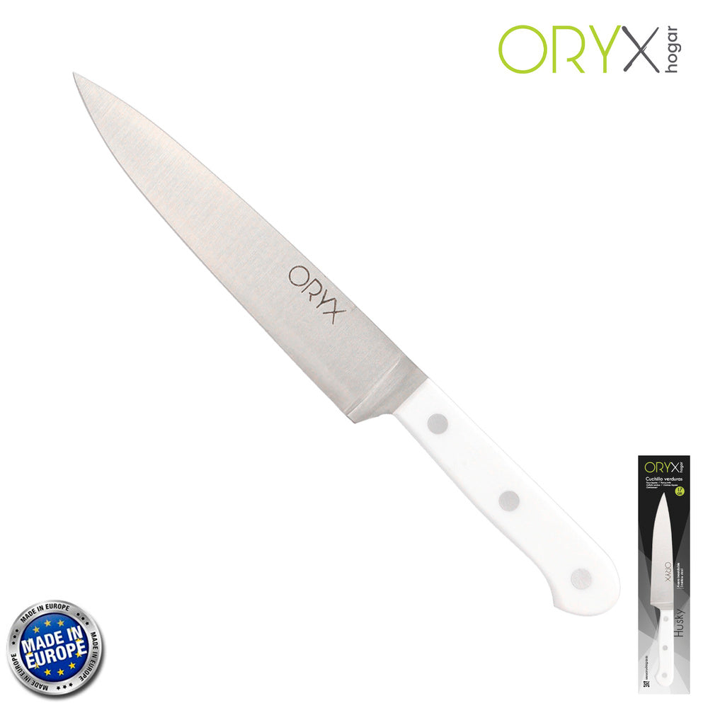 Cuchillo husky verduras 17 cm hoja acero inoxidable, cuchillo verduras, cuchillo cortar verduras mango ergonómico blanco