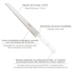 Cuchillo husky panero 21 cm hoja acero inoxidable, cuchillo pan , cuchillo cortar pan mango ergonómico blanco
