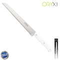Cuchillo husky panero 21 cm hoja acero inoxidable, cuchillo pan , cuchillo cortar pan mango ergonómico blanco