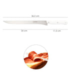 Cuchillo husky jamonero 25 cm hoja acero inoxidable, cuchillo jamón, cuchillo cortar jamón mango ergonómico blanco