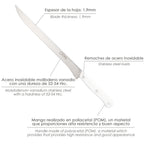 Cuchillo husky jamonero 25 cm hoja acero inoxidable, cuchillo jamón, cuchillo cortar jamón mango ergonómico blanco