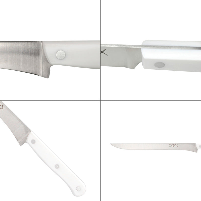 Cuchillo husky jamonero 25 cm. hoja acero inoxidable, cuchillo jamon, cuchillo cortar jamon mango ergonomico blanco