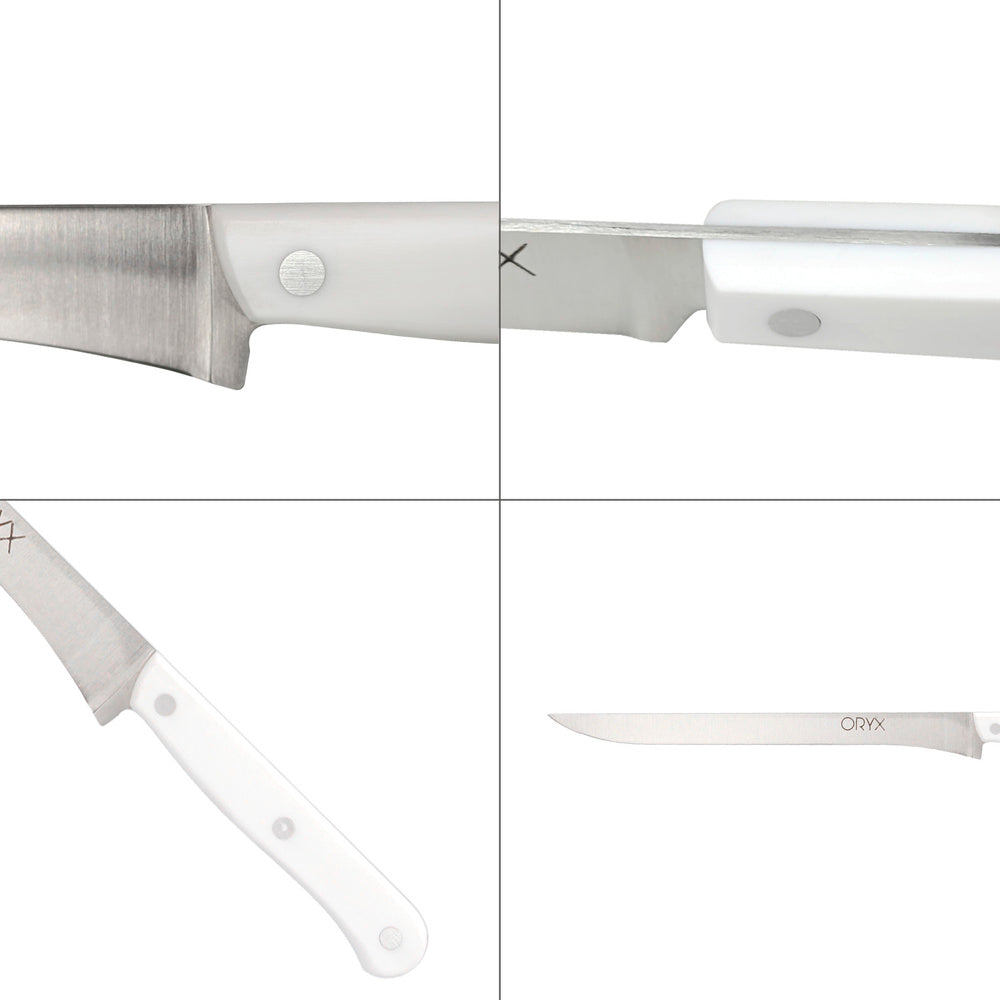 Cuchillo husky jamonero 25 cm hoja acero inoxidable, cuchillo jamón, cuchillo cortar jamón mango ergonómico blanco