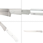 Cuchillo husky jamonero 25 cm hoja acero inoxidable, cuchillo jamón, cuchillo cortar jamón mango ergonómico blanco