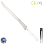 Cuchillo husky jamonero 25 cm hoja acero inoxidable, cuchillo jamón, cuchillo cortar jamón mango ergonómico blanco