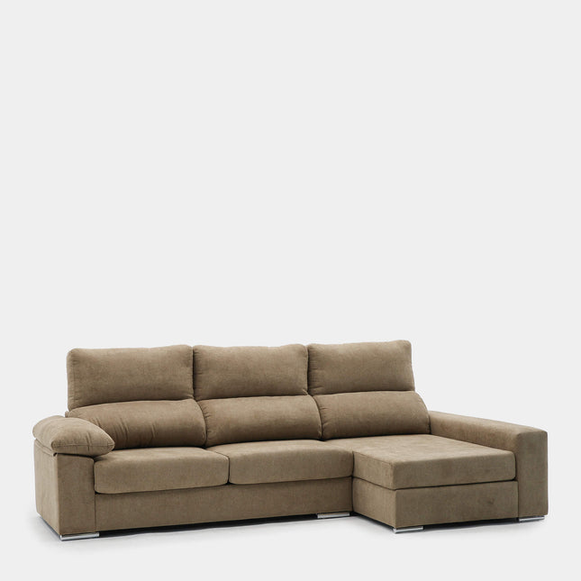 Sofá chaiselongue 3 plazas confort y amplitud | marrón