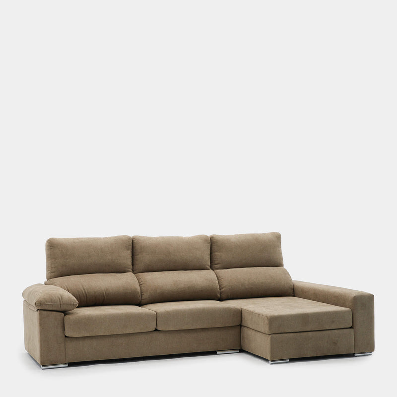 Sofá chaiselongue 3 plazas confort y amplitud | marrón