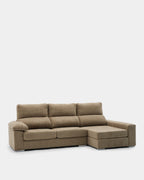 Sofá chaise longue de 3 lugares: conforto e espaço | marrom