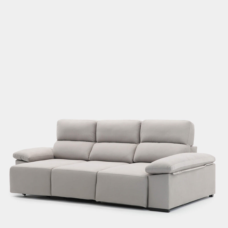 Sofá chaiselongue gris 3 plazas diseño envolvente para salón