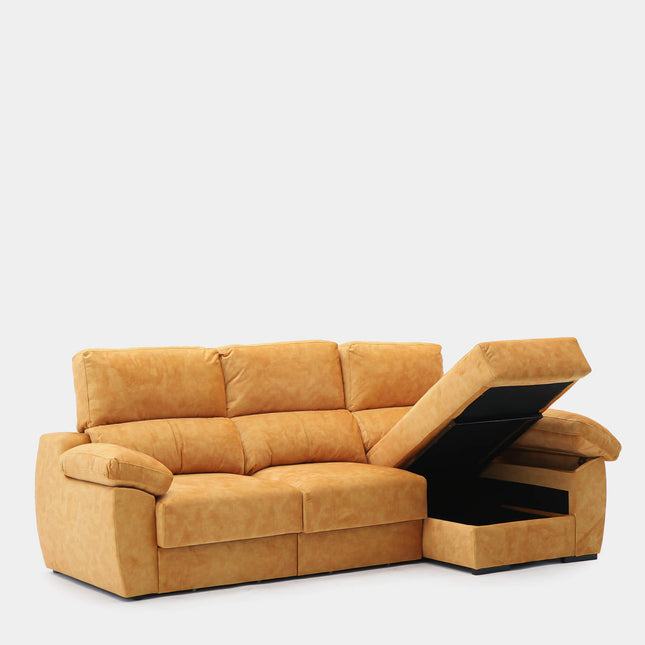 Sofá chaiselongue 3 plazas 260 cm | amarillo antimanchas